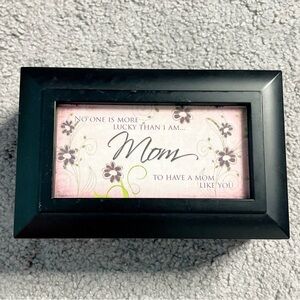 Mom Matte Black Petite Music Box Trinket Jewelry Box Plays Wonderful World